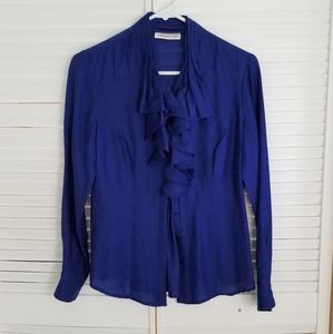 Coldwater Creek Blue Classic Gather Front Top